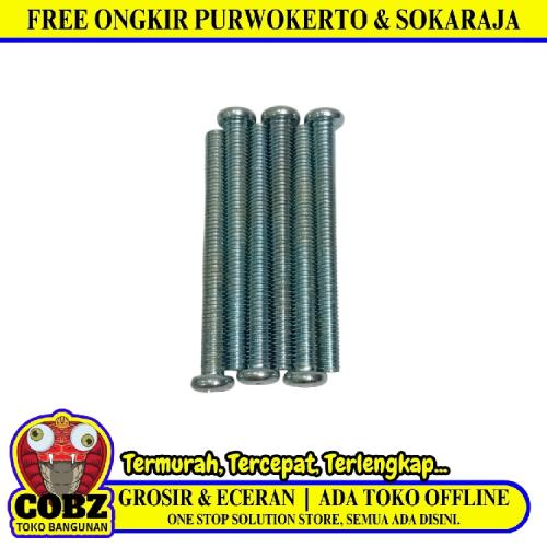 M 5 x 50 MM / TM Baut JP Kepala Pentol Bulat Plus Putih Biji