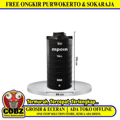 900 L / MPOIN + TALL TW 900 Water Torrent Tangki Tandon Air PVC Red + Acc Set