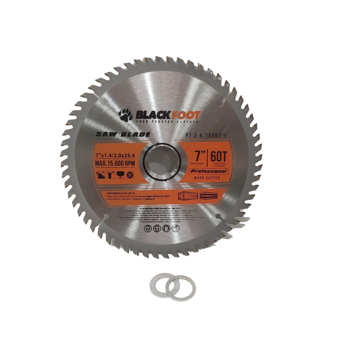 7IN x T60/BLACKFOOT Circular Saw Mata Gerinda Potong Kayu Wood Cutting