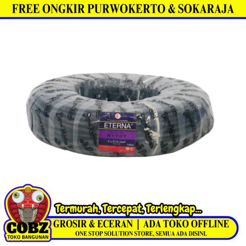 2 INTI x 0.75 MM x 50 M / ETERNA NYYHY Serabut Kabel Tembaga SNI Hitam Roll