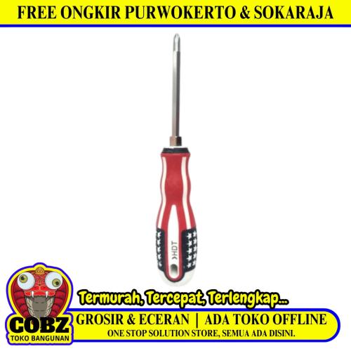 4 IN / HDT A 190811 Obeng Screwdriver Two Way Bolak Balik Plus Minus 2 In 1 Gagang Karet