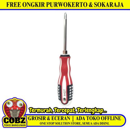 4 IN / HDT A 190811 Obeng Screwdriver Two Way Bolak Balik Plus Minus 2 In 1 Gagang Karet