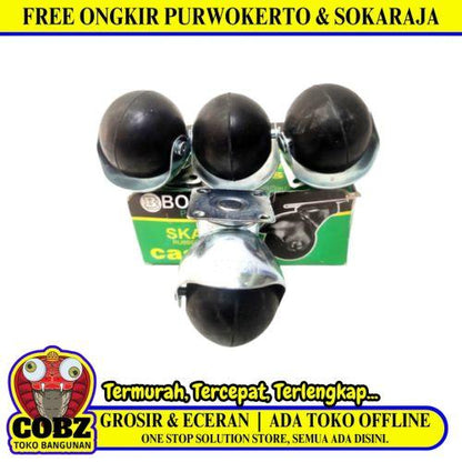 2IN/BONUCCI Roda Hidup Trolly Bulat Plat Karet 48MM Karet 4 Pcs Dus