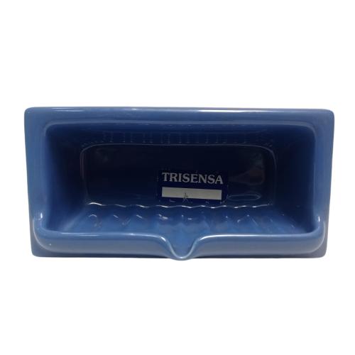 11 CM x 22 CM x 11 CM / TRISENIA Tempat Sabun Tanam Dinding Keramik Biru Tua