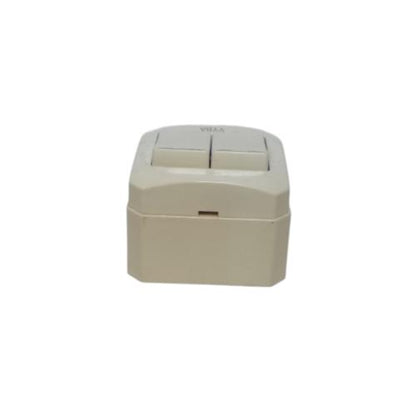 VYBA Saklar Ganda Double Seri 2 Gang Tempel OB Outbow Putih