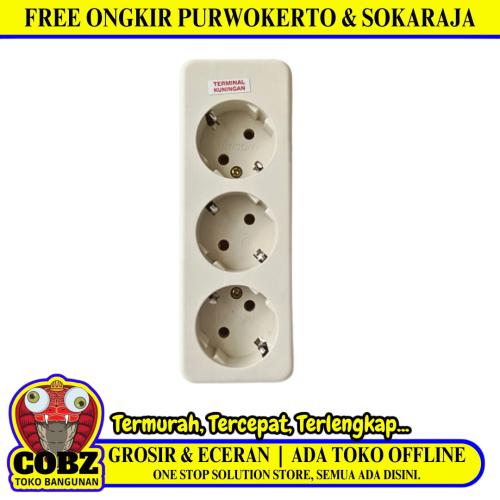 3 LUBANG / UTICON Stop Kontak Terminal Arde Tempel OB Outbow Cream