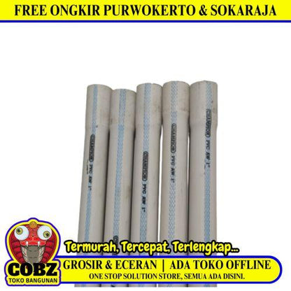 1 IN x 400 CM / CHAMPION AW Lis Biru Pipa Pralon Paralon PVC Putih Batang
