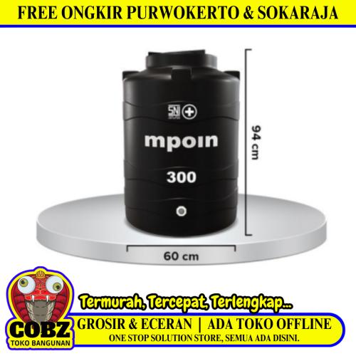 240 L / MPOIN + WAVE W300 Water Torrent Tangki Tandon Air PVC Hitam Set
