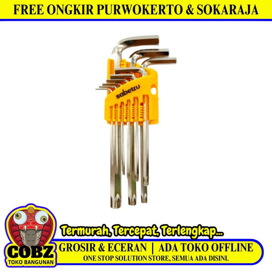 1.5 MM - 55 MM / SABETZU Kunci L Hexagon Bintang Panjang Wrench Screw 9 Pcs Set