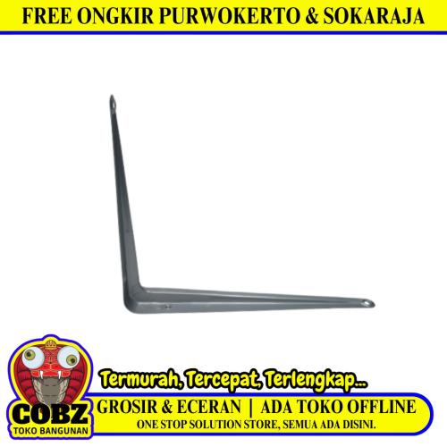 8 IN x 10 IN / TM Siku Rak L Shelf Brackets Penyangga Abu - Abu Tipis