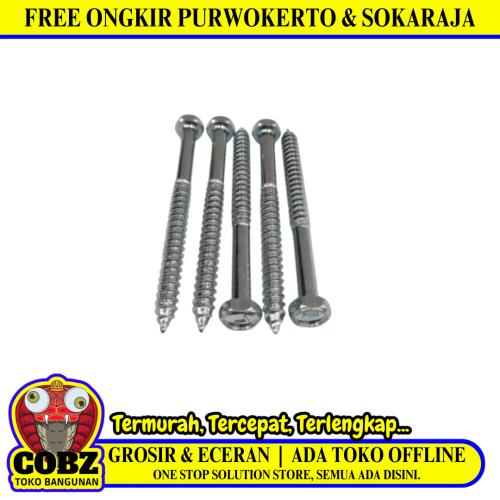 1/4 IN x 3 IN / TM Deskrup Hex Lag Desc Screw Galvanis Putih Biji