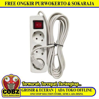 3 LUBANG x 500 CM / KAWACHI Stop Kontak Colokan Terminal Kabel 5 M
