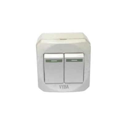 VYBA Saklar Ganda Double Seri 2 Gang Tempel OB Outbow Putih