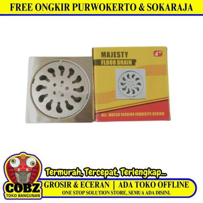 4 INCH / MAJESTY Saringan Got Leher Pendek Floor Drain Stainless