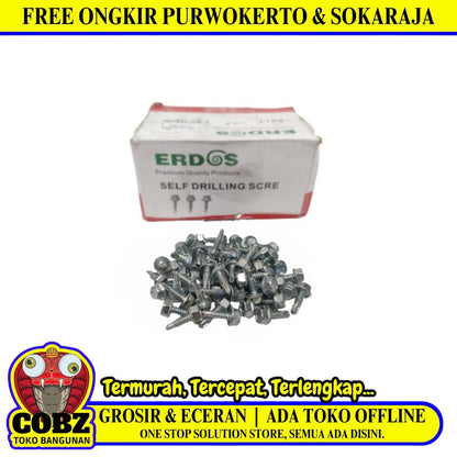 #12 x 19 MM / ERDOS Roofing Baut Sekrup Atap Baja Ringan Putih Dus