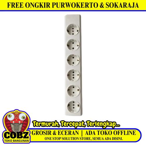 6 LUBANG / BROCO Stop Kontak Terminal Arde Tempel OB Outbow Putih