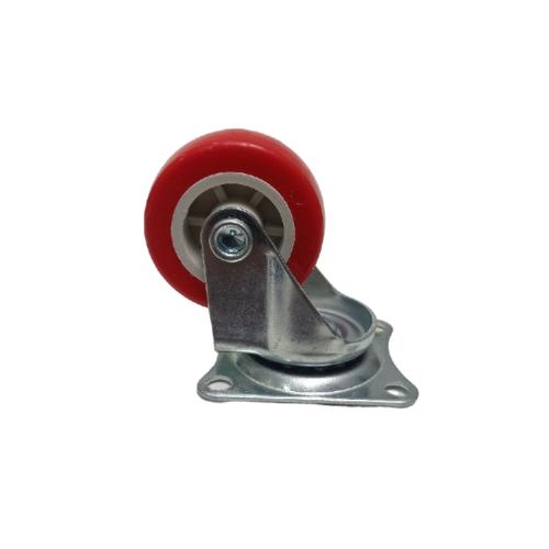 1 1/2 IN / TM Roda Hidup Trolly Non Rem Plat Nylon Merah