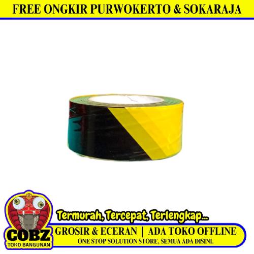 50 MM x 200 M / COBZ Garis Polisi Safety Line Non Lem Hitam Kuning Roll