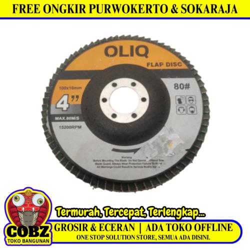 4 IN x GRIT 80 / OLIQ Flap Disc Mata Gerinda Amplas Susun Kipas