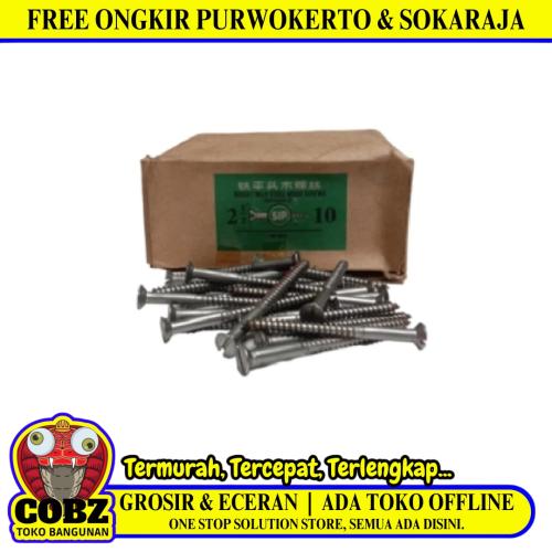 2 1/2 IN / SIP Sekrup Baut Kayu Kepala Rata Minus Wood Screw Dus