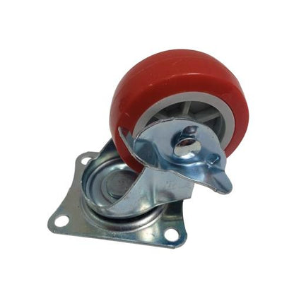 2 IN / TM Roda Hidup Trolly Rem Plat Nylon Merah Rem