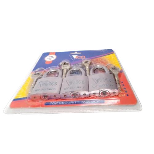 50 MM / VICO Gembok Master Jenis Leher Anti Maling 3 Pcs Set