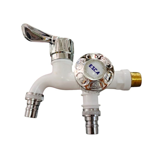 1/2 IN / ESCA Kran Air Cabang Double Shower Mesin Cuci PVC