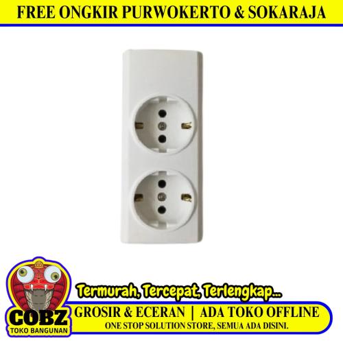 2 LUBANG / BROCO NCP Stop Kontak Terminal Arde Tempel OB Outbow Putih