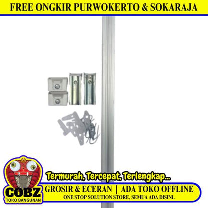 100 CM / TM Batang Rel Gorden Kotak Alumunium Silver Set