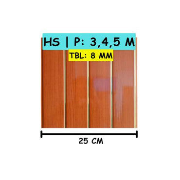 8 MM x 25 CM x 4 M / SHUNDA PLAFON PL.08.255 Plafon Gypsum GRC U PVC Hotstamping Lembar