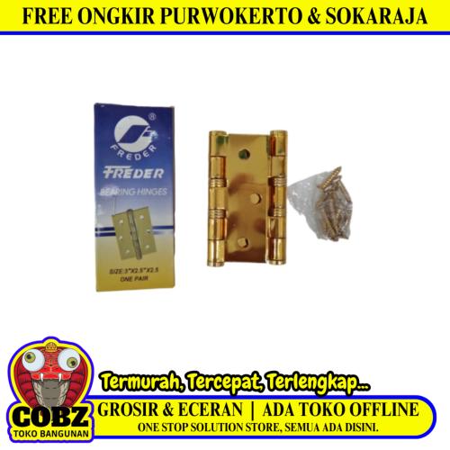 3 IN / FREDEREngsel Kupu Kupu Pintu Jendela Hinge Stainless Kuning Set