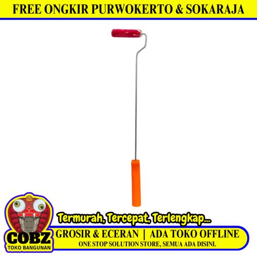 4 INCH / PINE HILL Kuas Busa Roll Cat Tembok Kayu Besi Kecil + Gagang Set