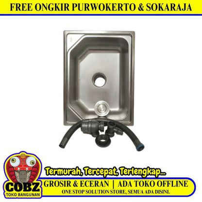 60 CM X 45 CM X 19 CM / IGM Bak Cuci Piring Washbak 1 Lubang + Acc Set