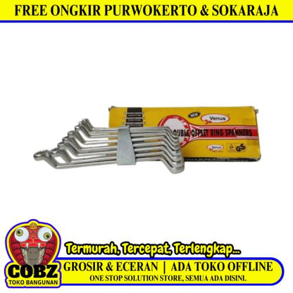 6 MM - 22 MM / VENUS Kunci Ring 2 Sisi Offset Wrench 8 Pcs Set