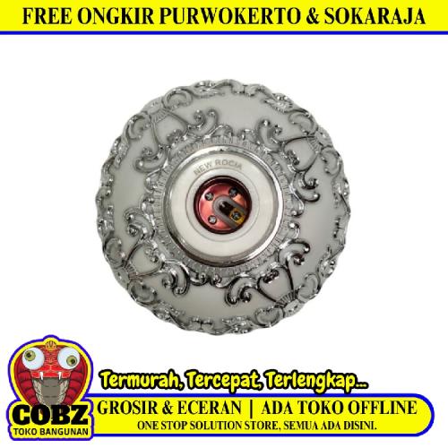 ROCIA Fitting Tempat Lampu Plafon Atap Tempel Motif Besar Silver