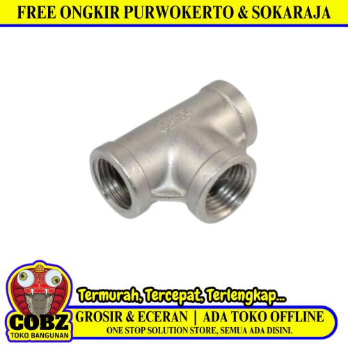 1/2 IN / TM Tee Drat Dalam Faucet Tee Fitting Pipa Stainless
