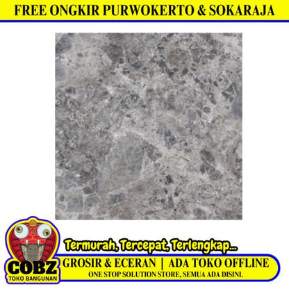 50 CM x 50 CM / PLATINUM LIBRA Keramik Lantai Rumah Glossy Grey Dus