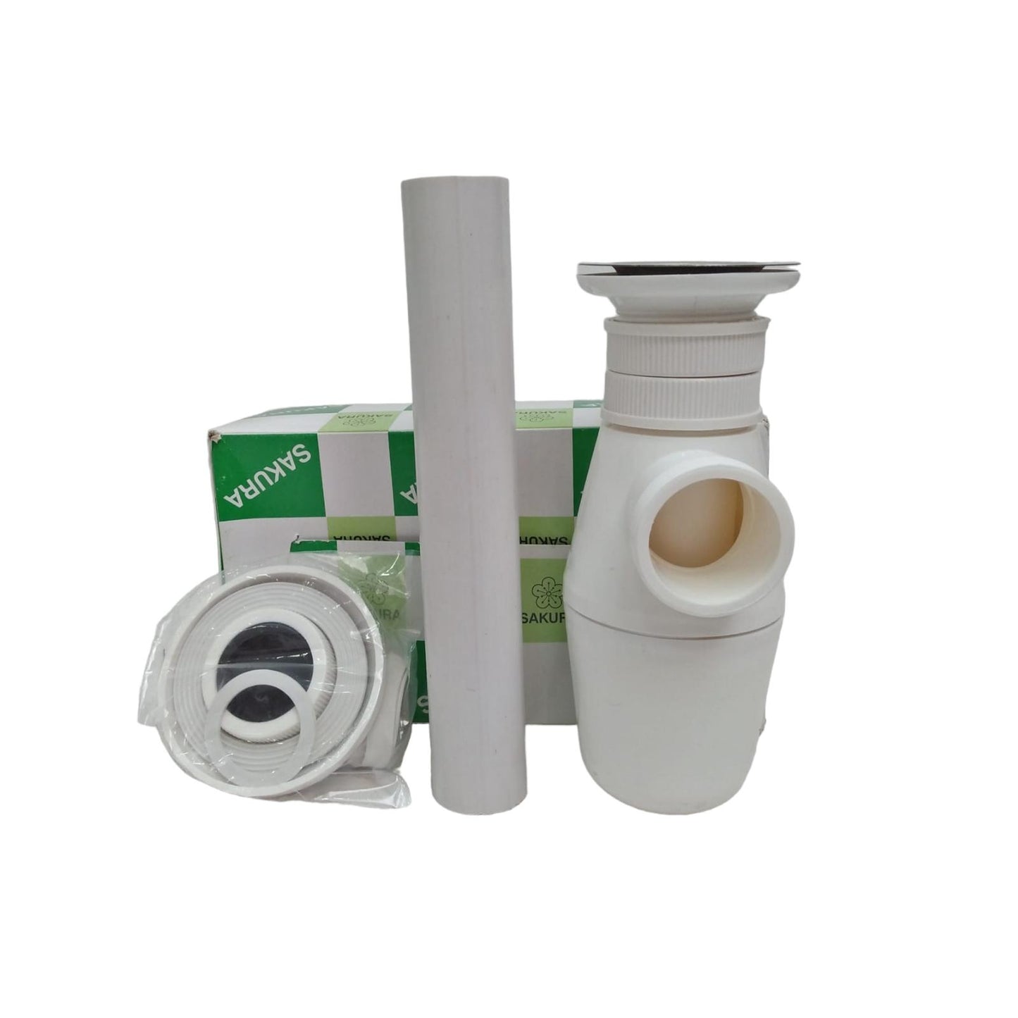 1 1/4 IN / SAKURA Sifon Botol Saringan Pipa Wastafel Plastik PVC Set