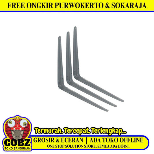 12 IN x 14 IN / TM Siku Rak L Shelf Brackets Penyangga Abu - Abu Tipis