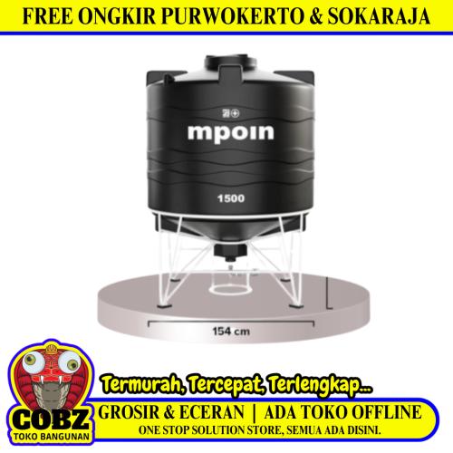 1500 L / MPOIN + DRAIN D 1500 Water Torrent Tangki Tandon Air PVC Black + Acc Set