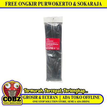 3.6 MM x 300 MM / MIKOTEK Kabel Cable Ties Tali Ripet 30 CM Hitam Pack