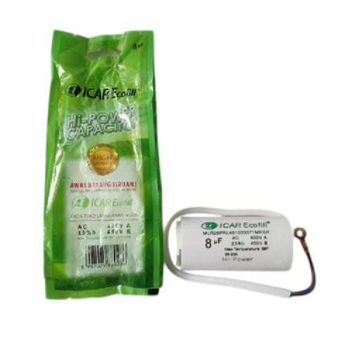 8 OHM / ICAR ECOFILL Kapasitor Pompa Air Mesin Cuci Mikro Kabel