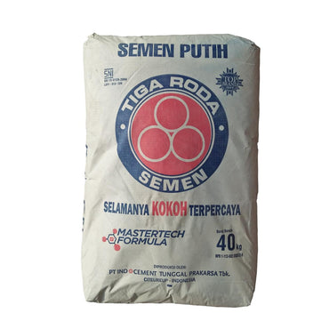 40 KG / TIGA RODA Semen Putih Pengisi Nat Keramik Acian Sak