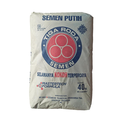 40 KG / TIGA RODA Semen Putih Pengisi Nat Keramik Acian Sak