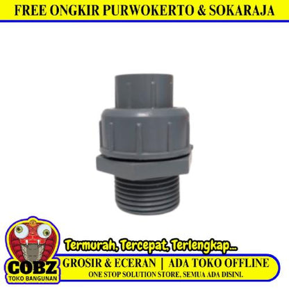 1/2 IN x 1 IN / UNION Water Mur Moor Union Socket Polos Dan Drat Luar PVC