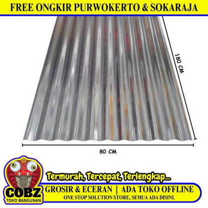 0.2 MM X 80 CM X 180 CM / NM Seng Gelombang Atap 6 Kaki Anti Karat Lembar