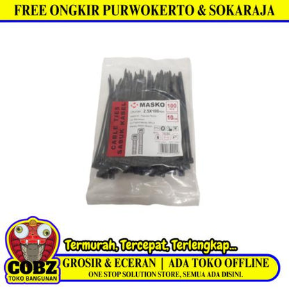 2.5 MM x 100 MM / MASKO Kabel Cable Ties Tali Ripet 10 CM Hitam Pack