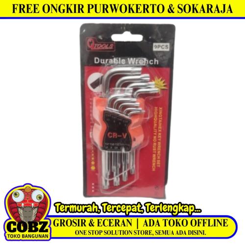 T 10 - T 50 / QTOOLS Kunci L Bintang Torx Key Pendek 9 Pcs Set