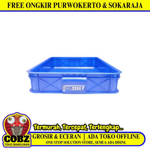 631 MM x 414 MM x 99 MM / GREEN LEAF 2290 P Krat Industri Keranjang Buah Rapat Blue