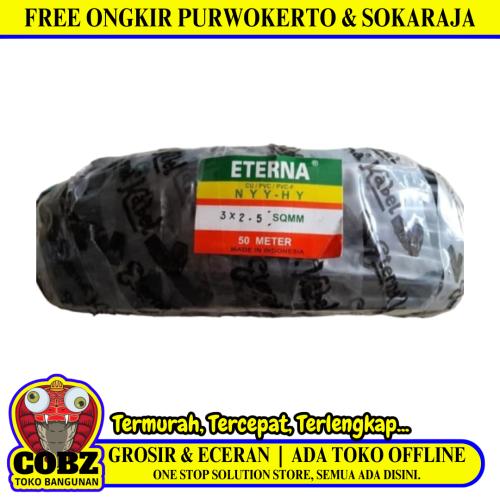 3 INTI x 2.5 MM x 50 M / ETERNA NYYHY Serabut Kabel Tembaga SNI Hitam Roll